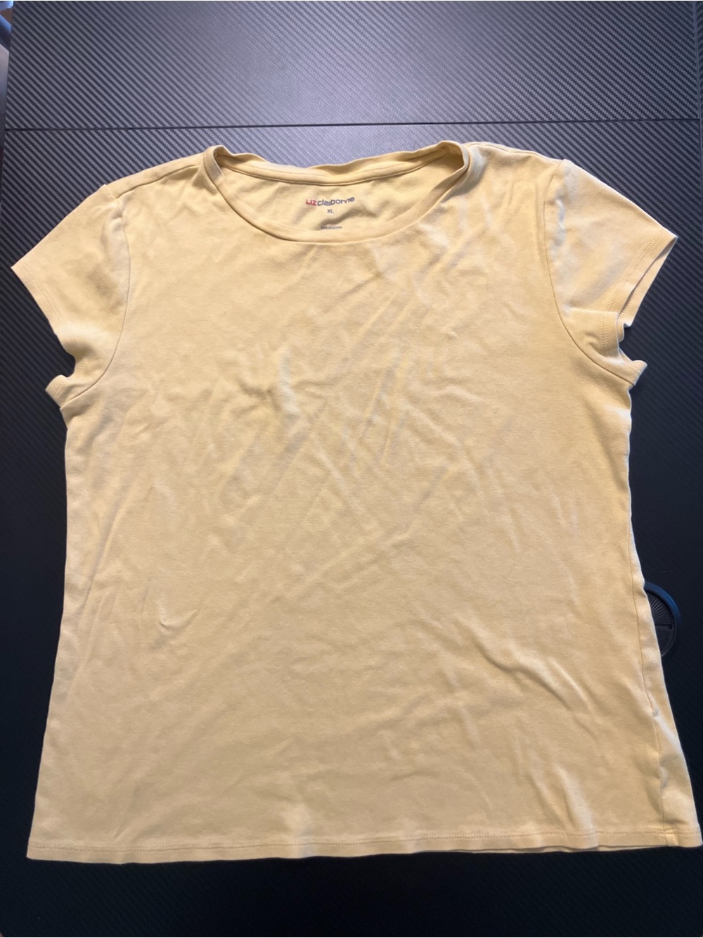 Liz Claiborne Short Sleeve Crewneck Tee in Pale Yellow